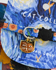 Close up of a cat collar inspired by Vincent VanGogh as cat gift