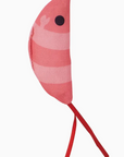 Pink fish-shaped cat toy with a white background