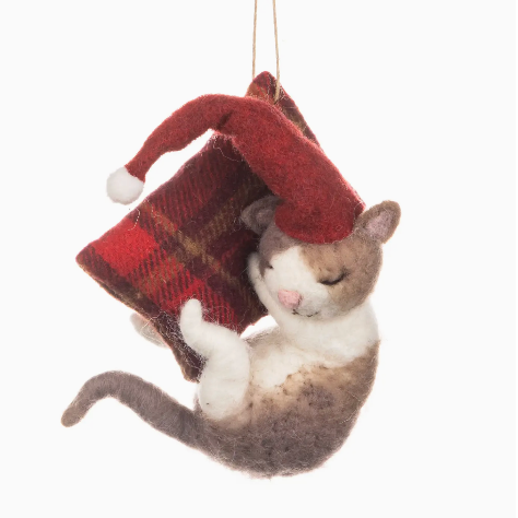 Contented Cat Christmas Decoration