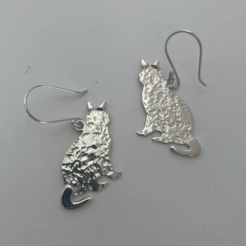 sterling silver cat earrings